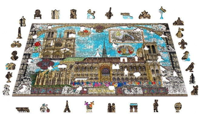 Drevené puzzle Katedrála Notre-Dame 2v1, 1010 dielikov