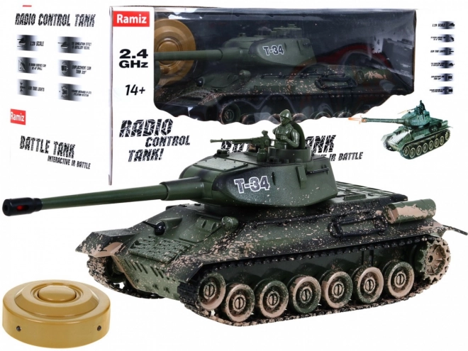 Zábavný RC tank T-34 Kamufláž pre deti 3+