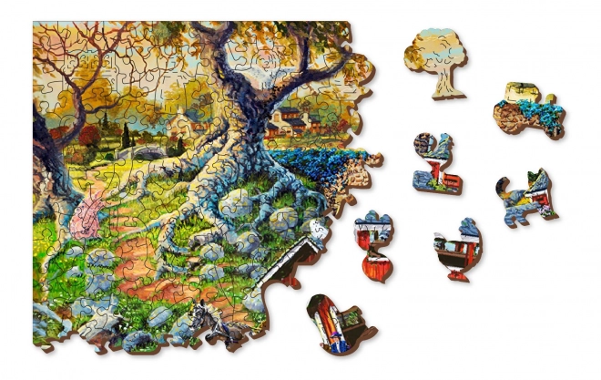 Drevené puzzle vidiecke mosty 2v1