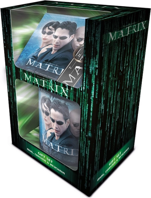 Darčekový set MATRIX – keramický hrnček, gumená kľúčenka a koroková podtácka