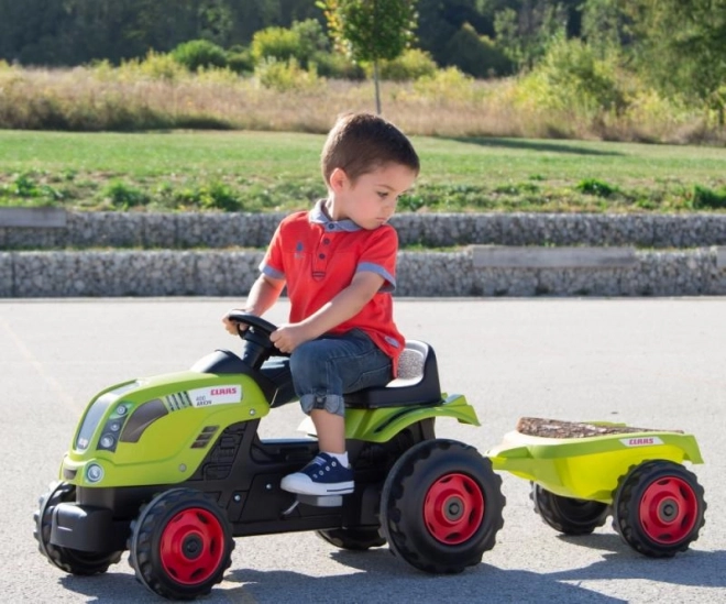 CLAAS pedálový traktor zelený s vozíkom