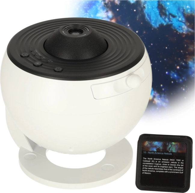 Projektor nočnej oblohy LED planetárium s USB, 12 diskami a časovačom 360°