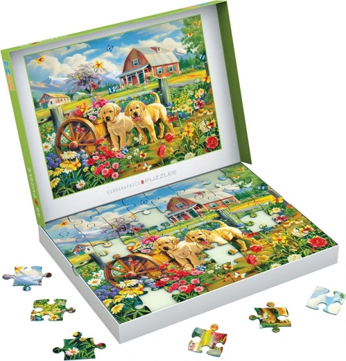 Puzzle EUROGRAPHICS Connecting Pieces šteniatka na jar 48 dielikov