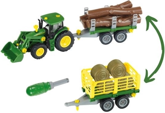 Traktor John Deere na zostavenie s 2 prívesmi