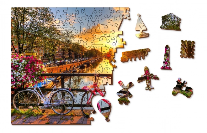 Drevené puzzle Kola v Amsterdame 2v1