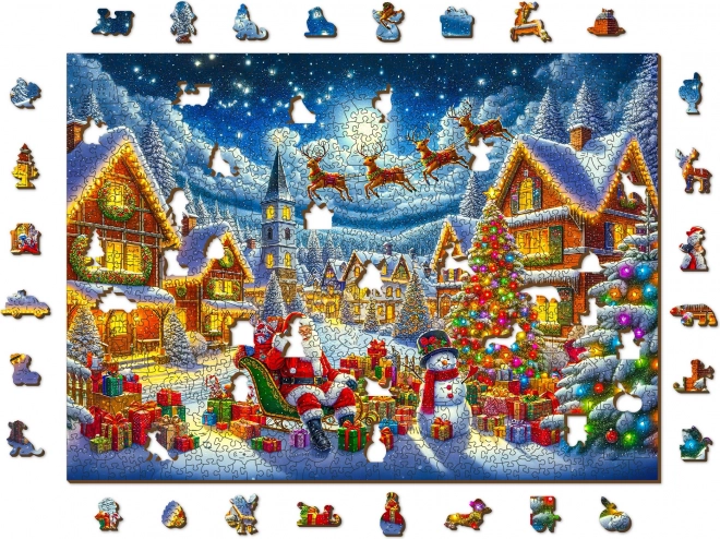 Drevené puzzle Santa