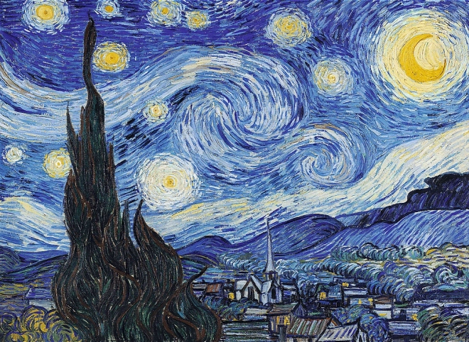 Drevené puzzle Art: Vincent van Gogh - Hviezdna noc 200 dielikov