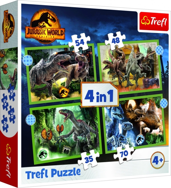 Puzzle 4v1 Nebezpečné dinosaury Jurassic World