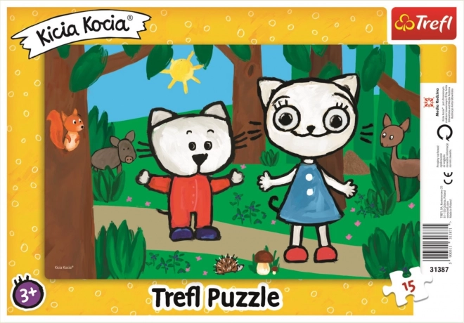 Puzzle Kicia Kocia: Macka v lese 15 dielikov