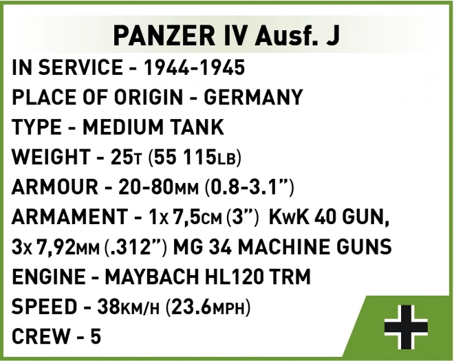 Tank Panzer IV Ausf. J z kociek COBI