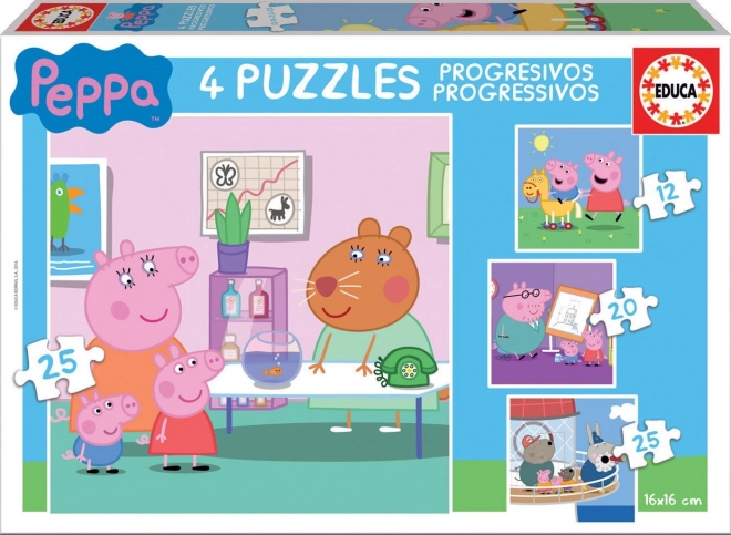 Educa puzzle Prasiatko Peppa 4v1