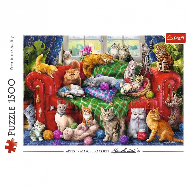 Trefl Puzzle Mačky na pohovke 1500 dielikov