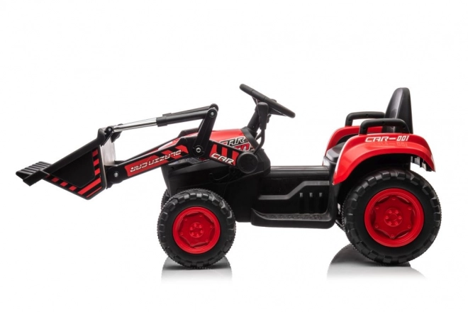 Detský červený traktor s nabíjacou batériou a lyžicou