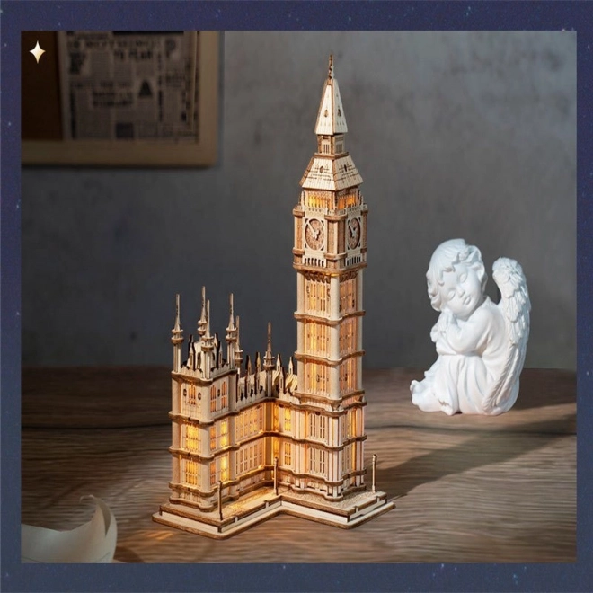 RoboTime drevené 3D puzzle vežové hodiny Big Ben svietiace