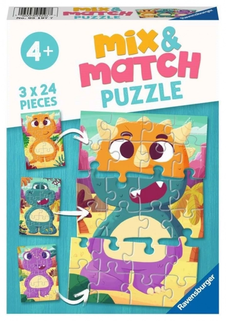 Ravensburger Puzzle Mix&Match: Roztomilí dinosauri