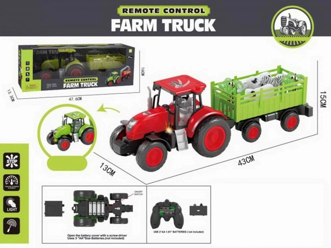 Traktor s prívesom R/C, svetlo
