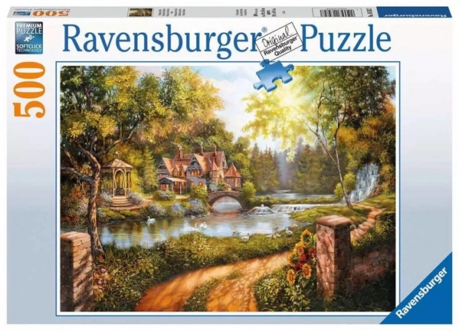 Puzzle Dom pri rieke 500 dielikov