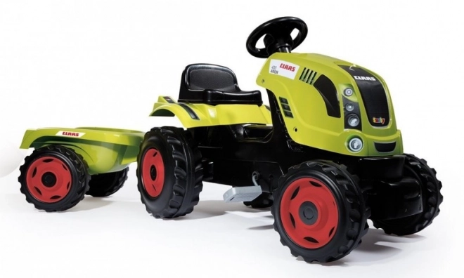 CLAAS pedálový traktor zelený s vozíkom