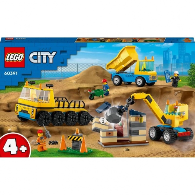 Stavebnica Lego City nákladné autá a žeriav s demolačnou guľou