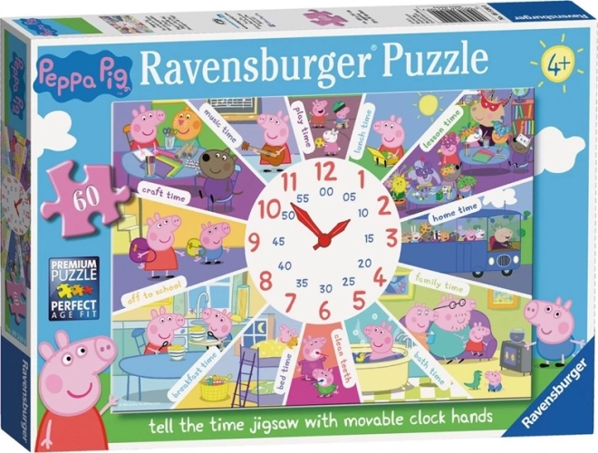 Ravensburger puzzle s hodinami Prasátko Peppa XL 60 dielikov