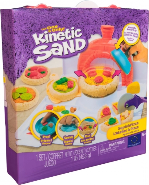 kinetic sand sada na pizzu squishpizza – kreatívna sada s rúrou a nástrojmi