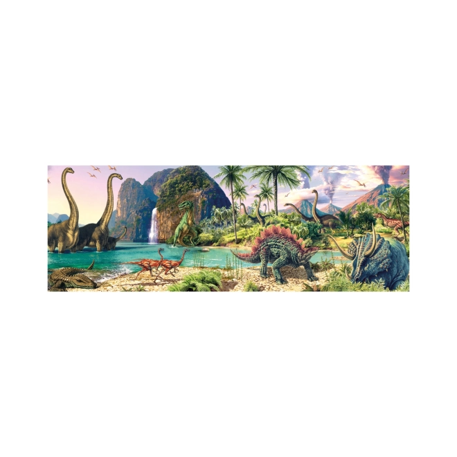 Panoramatické puzzle Dinosaury pri jazere