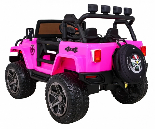 Terénne auto Monster 4x4 jeep pre deti Ružová + Diaľkové ovládanie + Nastavenie sedadla + Pomalý štart + MP3 LED + Nosič batožiny + Batoh