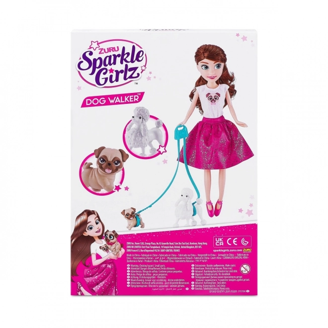 Lalka 27 cm so súpravou prechádzka so psíkom Sparkle Girlz