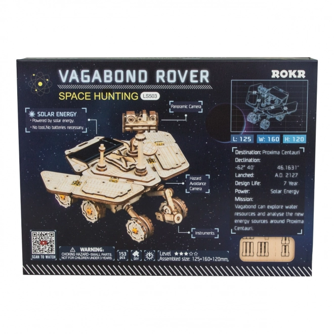 Rokr 3D drevené puzzle planetárne vozidlo Vagabond Rover na solárny pohon