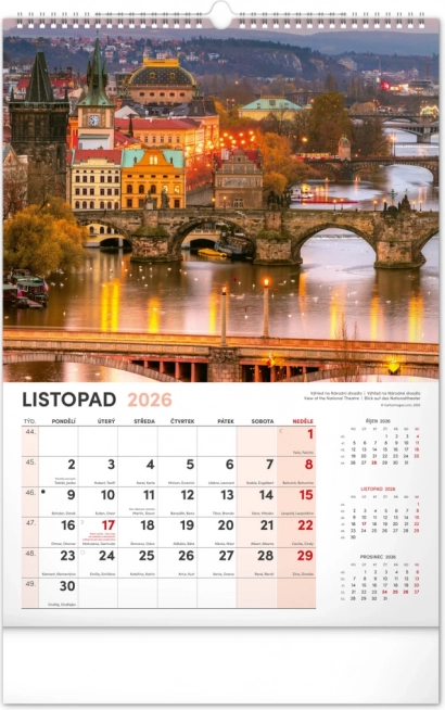 Nástenný kalendár Praha 2026