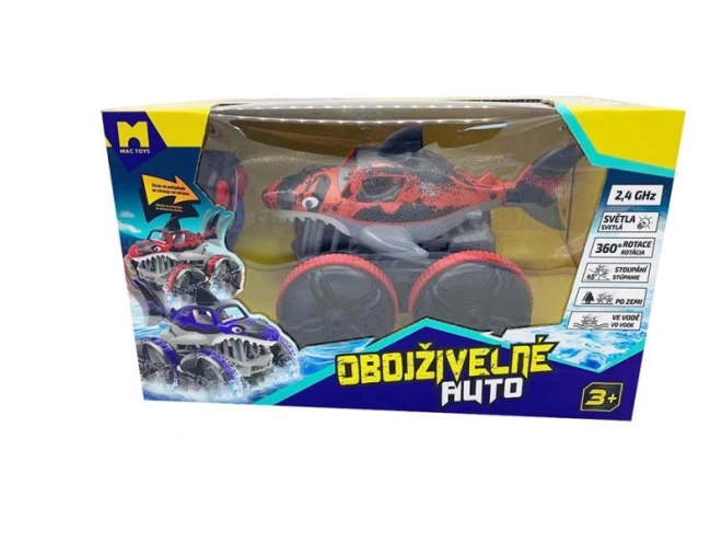 Obojživelné auto žralok červené