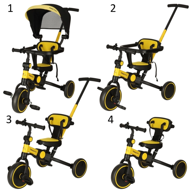 Detská trojkolka TRIKE FIX s opierkou - žlto-čierna