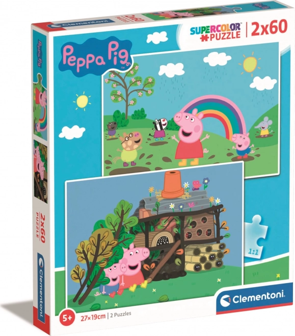 Puzzle Prasiatko Peppa 2x60 dielikov