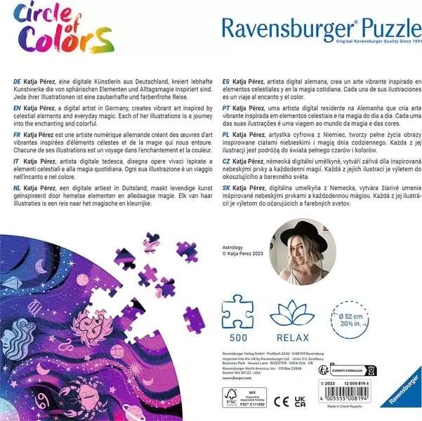 Ravensburger guľaté puzzle Farby kruhu: Astrológia 500 dielikov