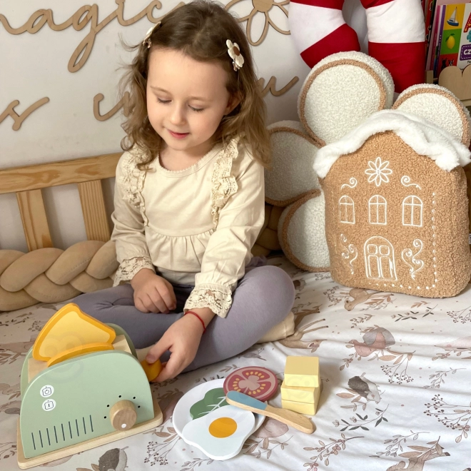 Drevený toaster pastelový raňajkový set od Tooky Toy