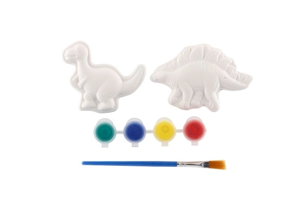 Kreatívna sada na maľovanie sadrového dinosaura s farbami a štetcom