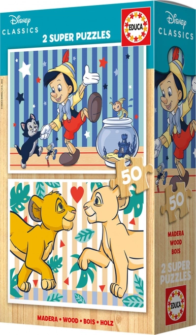 Drevené puzzle Disney klasika 2x50 dielikov