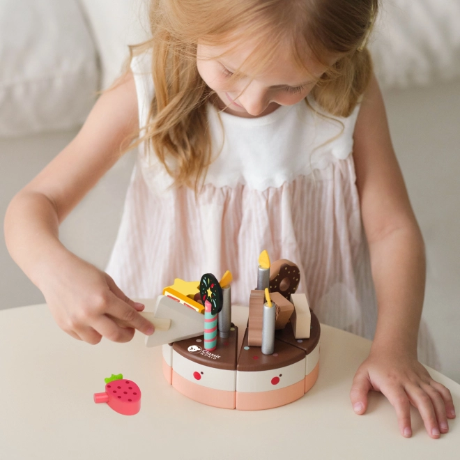 Drevená narodeninová torta na krájanie 19 ks