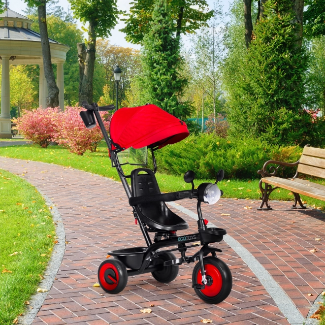 Detský 3v1 trojkolkový kočík s otočným sedadlom, červený, ECOTOYS