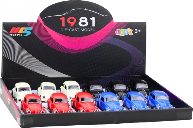 Klasické auto Chrobák kovový model s trecím pohonom 1:36