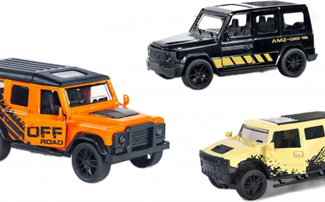Kovové terénne auto so spätným naťahovaním 11 cm