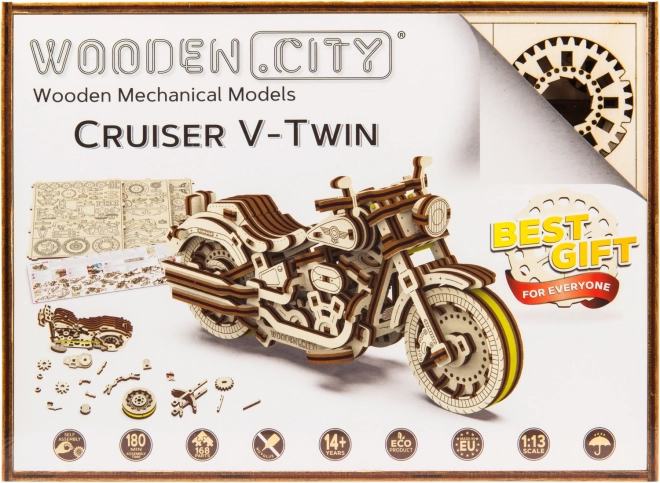 Drevené 3D puzzle motorka Cruiser V-Twin