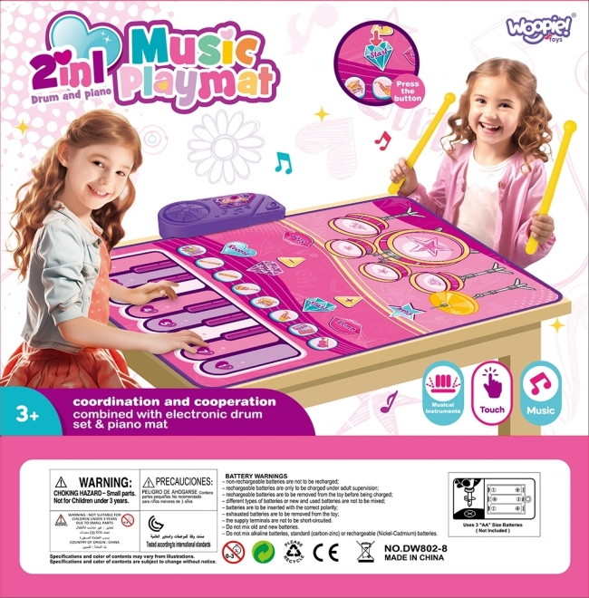 WOOPIE Veľká Hudobná Podložka 2v1 Interaktívne Bicie a Piano