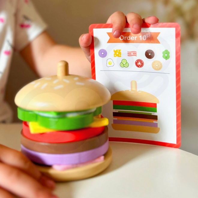 Woopie drevená burger reštaurácia skladačka pre deti