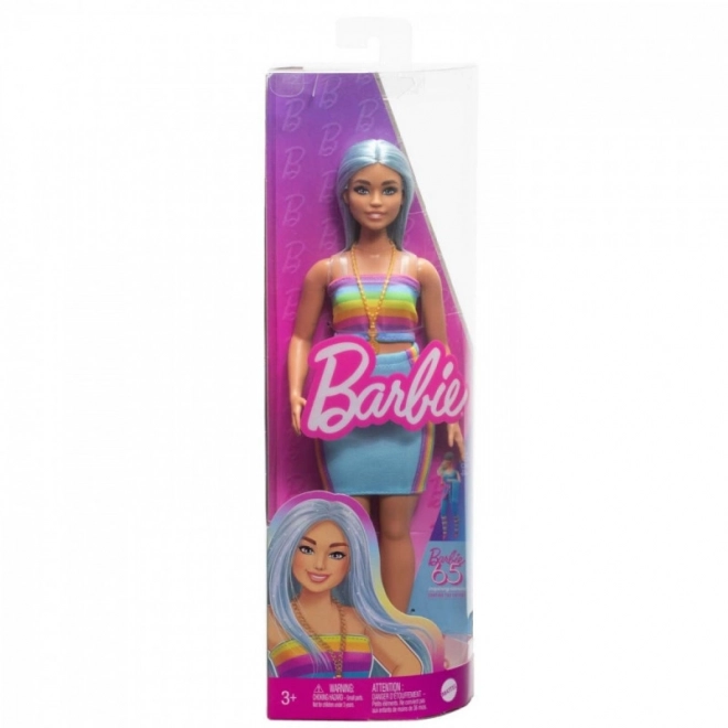 Barbie Fashionistas dúhový-komplet s modrými dlhými vlasmi