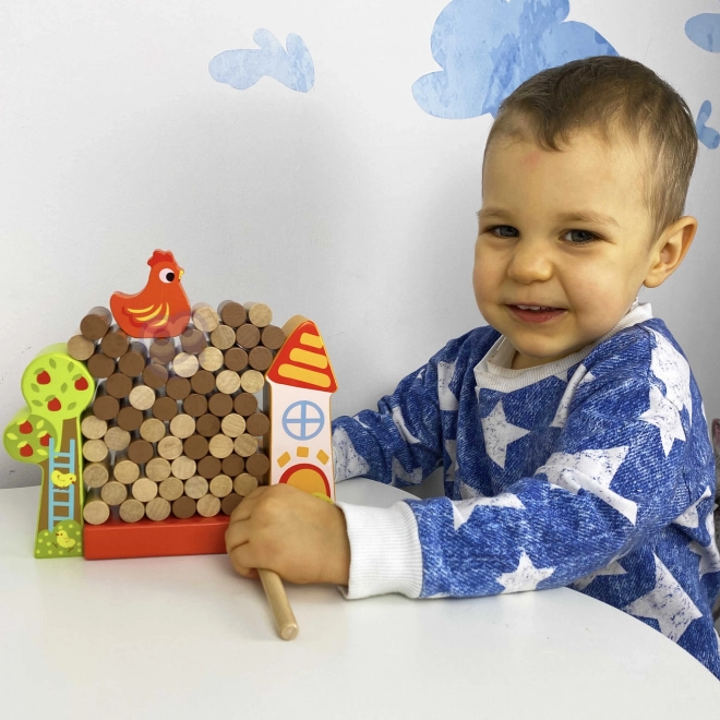 Tooky Toy Drevená Hra Spadni Kura Farma