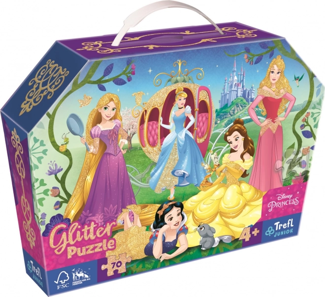 Glitter Puzzle Kufr Disney: Šťastné Princezny 70 Dielikov