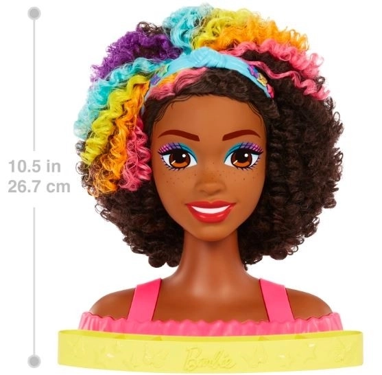 Barbie Hlava na tvarovanie Neonová dúha s kučeravými vlasmi