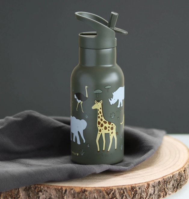 A Little Lovely Company Nerezová fľaša na pitie 500 ml – Zvieratá savany