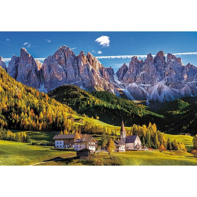 Ohromujúci motív Val di Funes v Dolomitoch